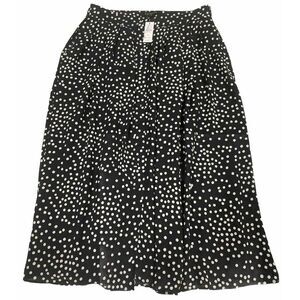 Talbots Petite 6P Black/White Polka Dot Skirt Pleated w/Buttons Lined NWT $119